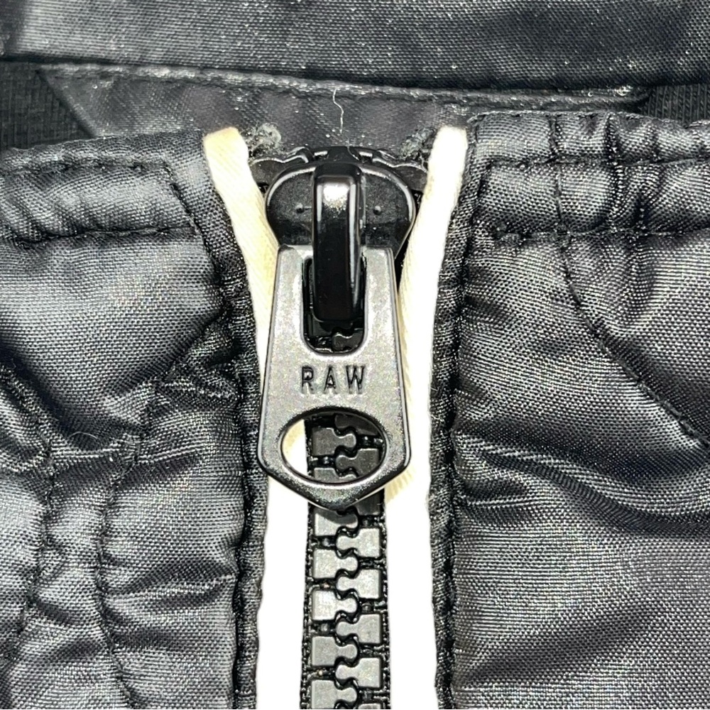 G-STAR RAW Midder Quilted Bomber Jacket Black White Trim Collar Sz M - Picture 5 of 11